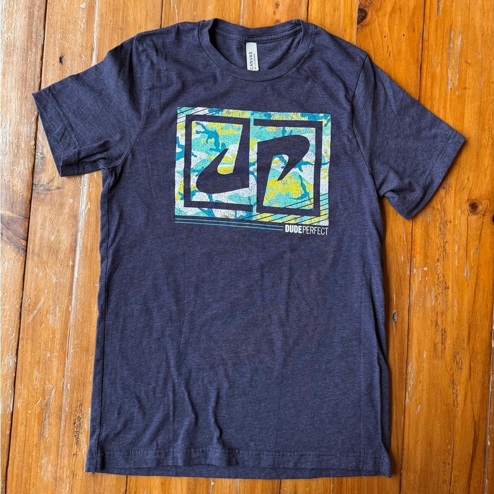 Bella Canvas Navy Blue Short Sleeve Tee with Multicolor Graphic